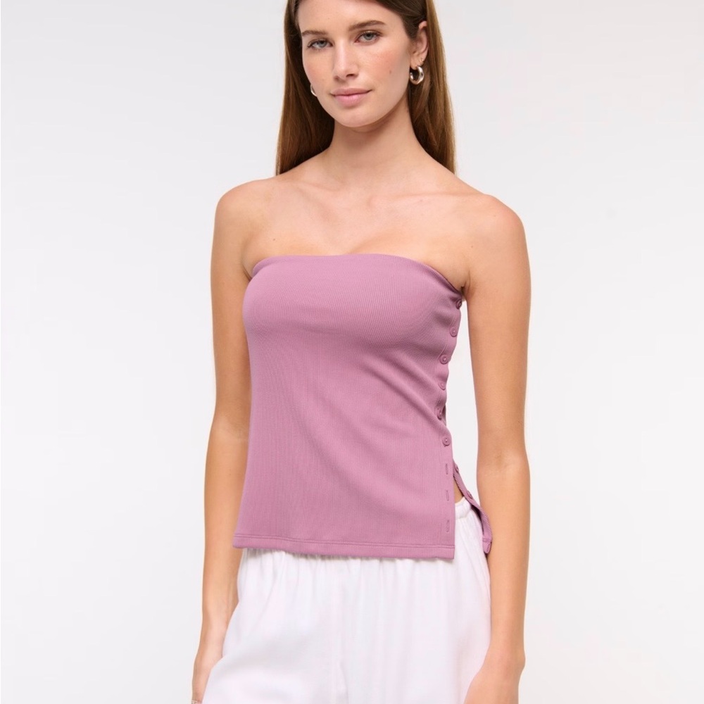 Abercrombie & Fitch Side Button Tube Top White & Purple Bundle y2k